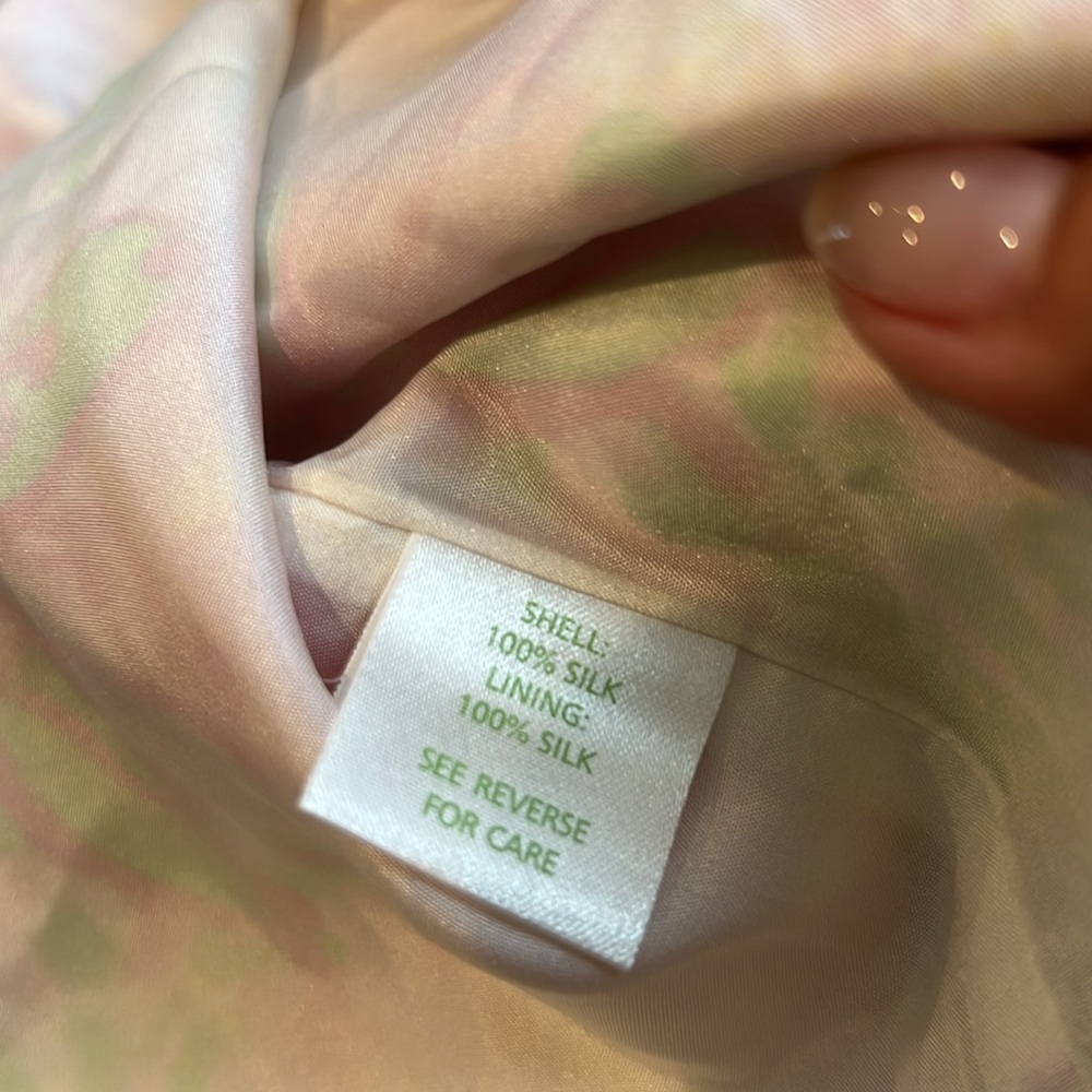 Lilly Pulitzer cedar pink and Green silk belted Patterned Top size 0 - Picture 12 of 13